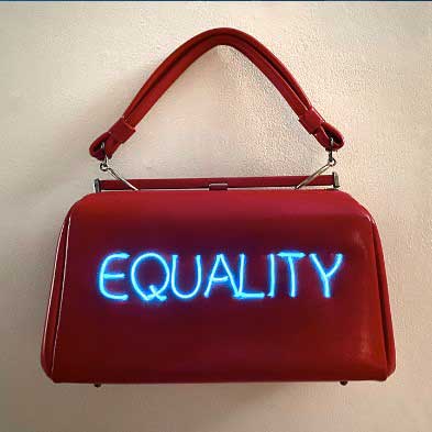 a purse with "Equality" written on it