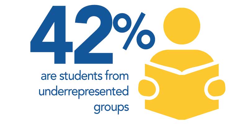 42% are students from underrepresented groups