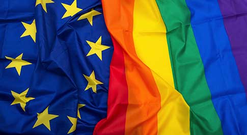 European Flag and Pride Flag