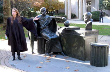 Student with Socrates Statue