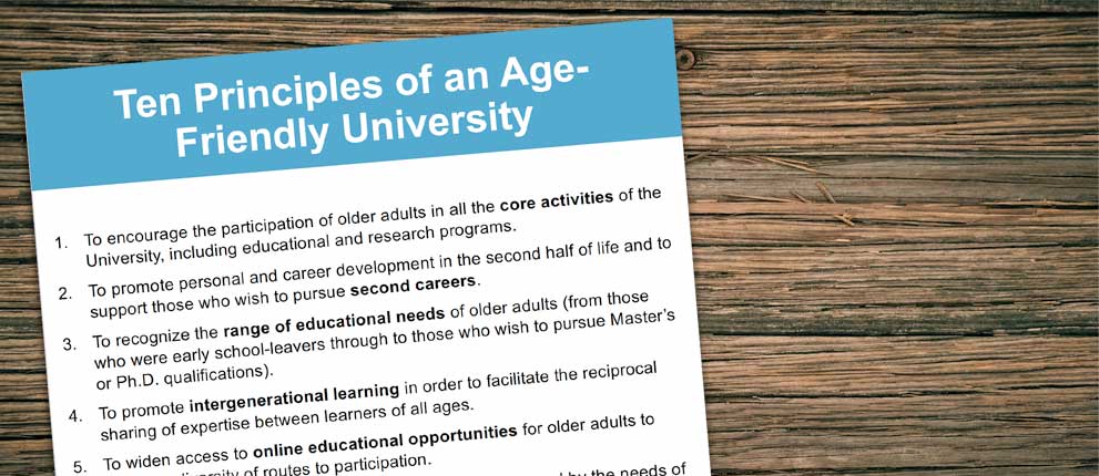 Illustration of 10 principles of an Age-friendly University
