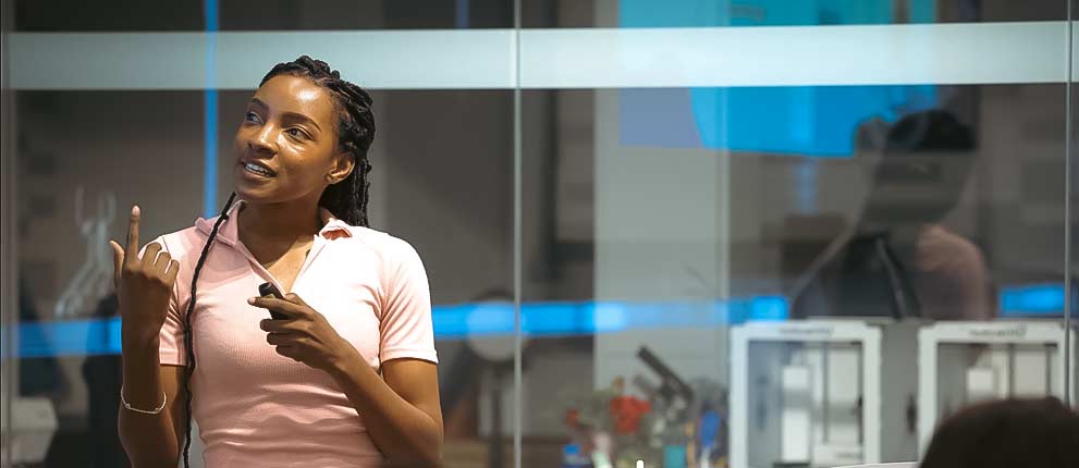 Student Pitching Business Idea