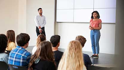 Student giving a presentation