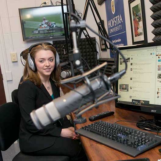 Student in audio studio