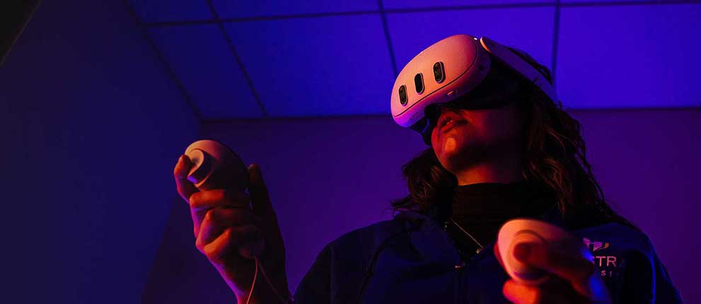 Student in VR headset